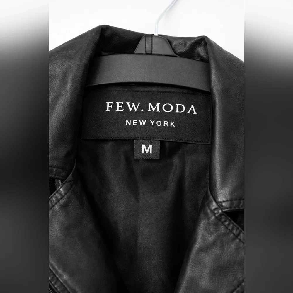 Few Moda New York Black Faux Leather Moto Jacket – Size M - Picture 2 of 5